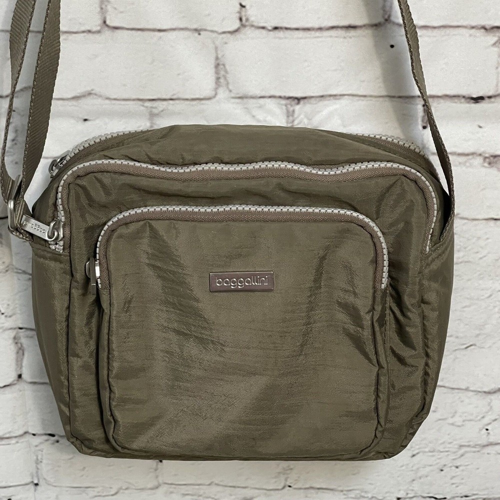 Baggallini Crossbody Purse Travel Tan Khaki Excellent Condition - Picture 7 of 16